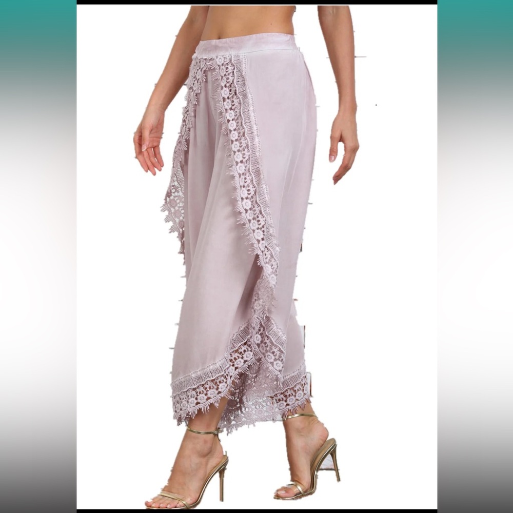 NWT Simply Couture Layered Lace Trim Wide Leg Flowy Boho Pants XL